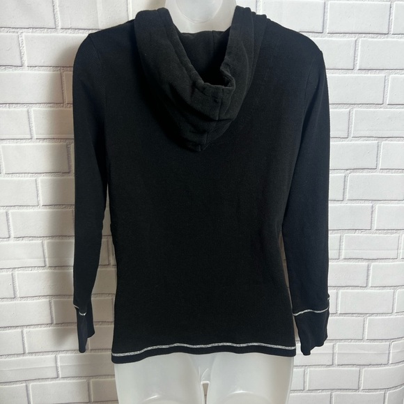 KENSIE Sweatshirt Top-Stitching Drawstring Hoodie
Black, Size: L - Picture 3 of 10